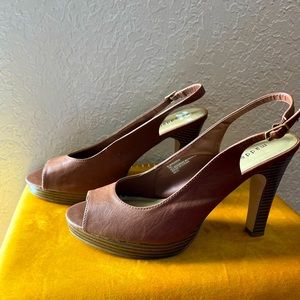 Brown leather madden girl sling backs
